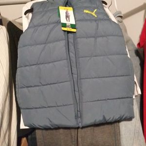 Puma 3 pc set Sweat Pants Puffy Vest T Shirt